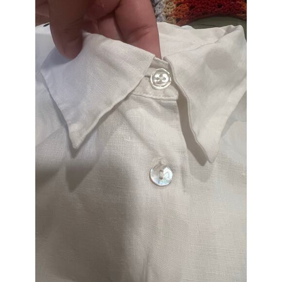 Vintage Women’s Richard Malcom Linen Polkadot Blouse Black White M - Picture 4 of 7